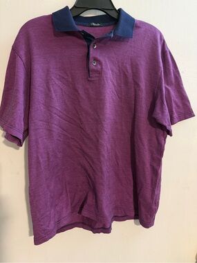 Marbas men’s Purple/Blue polo Shirt EUC, Made In italy “filo di Scozia” Large
